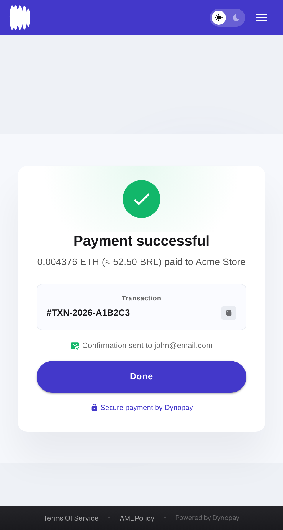 Instant confirmation